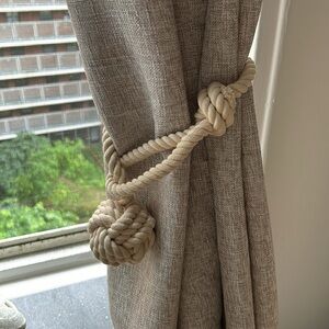 Knotted rope curtain tie backs